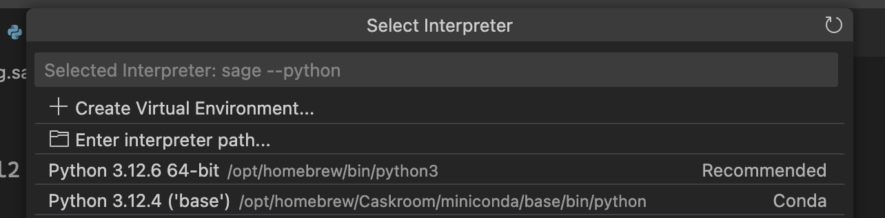 select interpreter